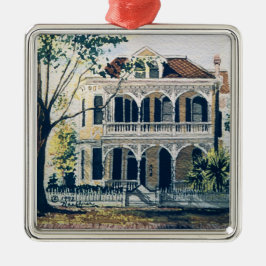 Galveston Aquarell, Haus 1887 Howards Carnes Ornament Aus Metall
