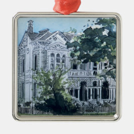 Galveston Aquarell, Haus 1887 Jakobs Sonnethiel Ornament Aus Metall