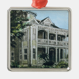 Galveston Aquarell, Joel Wolfe Haus 1886 Silbernes Ornament