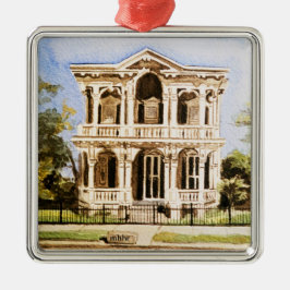 Galveston Aquarell, Lemeul Grat-Haus 1876 Silbernes Ornament