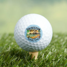 Galveston Beach Retro Vignette Golfball