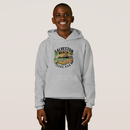 Galveston Beach Retro Vignette Hoodie (Vorne ganz)