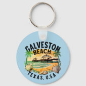 Galveston Beach Retro Vignette individuell anpassb Schlüsselanhänger (Vorderseite)
