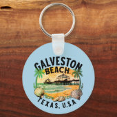 Galveston Beach Retro Vignette individuell anpassb Schlüsselanhänger (Vorderseite)