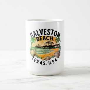 Galveston Beach Retro Vignette Kaffeetasse