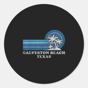 Galveston Beach Texas Familie Sommerurlaub Vinta Runder Aufkleber