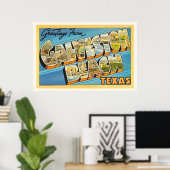 Galveston Beach Texas TX Vintage Travel Souvenir Poster (Heimbüro)