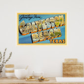 Galveston Beach Texas TX Vintage Travel Souvenir Poster (Küche)