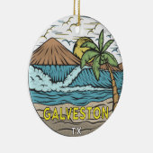 Galveston Beach Texas Vintag Keramik Ornament (Rechts)