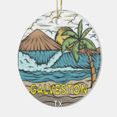 Galveston Beach Texas Vintag Keramik Ornament (Links)