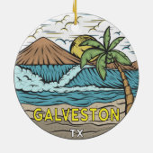 Galveston Beach Texas Vintag Keramik Ornament (Hinten)