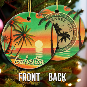 Galveston Beach Texas Vintage Travel Souvenir 60er Keramik Ornament