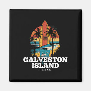 Galveston Island Strand Texas Surfboard Surfen Ret Magnet