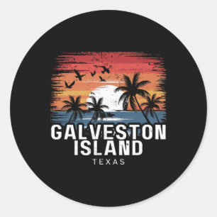 Galveston Island Strand Texas Surfen Surfer  Runder Aufkleber