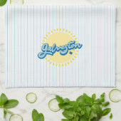 Galveston Island Texas mit Streifenhintergrund Geschirrtuch (Gefaltet)