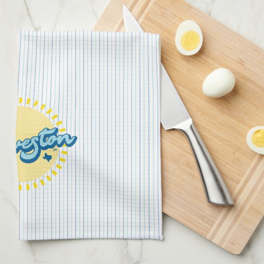 Galveston Island Texas mit Streifenhintergrund Geschirrtuch (Viertel Falte)