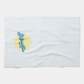 Galveston Island Texas mit Streifenhintergrund Geschirrtuch (Horizontal)