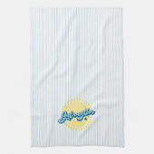 Galveston Island Texas mit Streifenhintergrund Geschirrtuch (Vertikal)