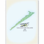 Galveston Island Texas USA-Karte Aufkleber (Vorderseite)