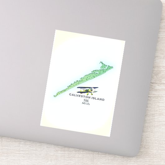 Galveston Island Texas USA-Karte Aufkleber (Detail)