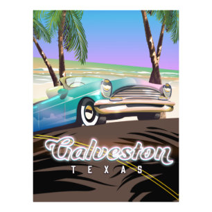 Galveston Island Texas USA-Karte Fotodruck