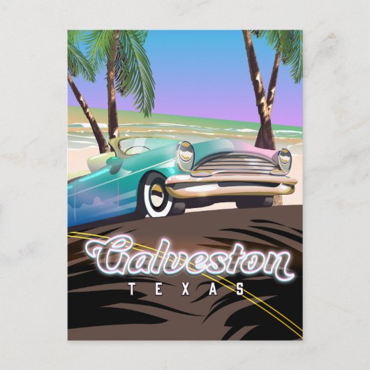 Galveston Island Texas USA-Karte Postkarte (Vorderseite)