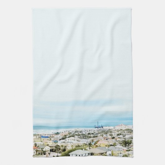 Galveston Küste, Strand- und Stadtansicht Geschirrtuch (Vertikal)
