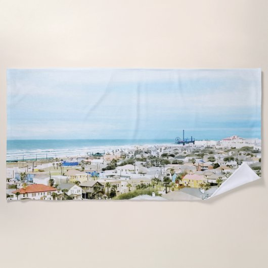 Galveston Küste, Strand- und Stadtansicht Strandtuch (Vorderseite)