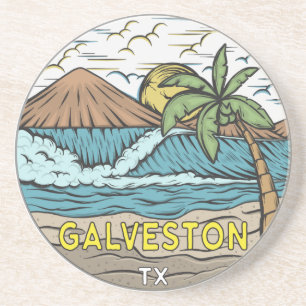 Galveston Strand Texas Vintage Getränkeuntersetzer