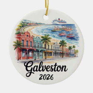 Galveston Texas 2026 Weihnachtsbaumschmuck Kreuzfa Keramik Ornament