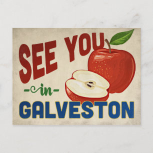 Galveston Texas Apfel - Vintage Reise Postkarte