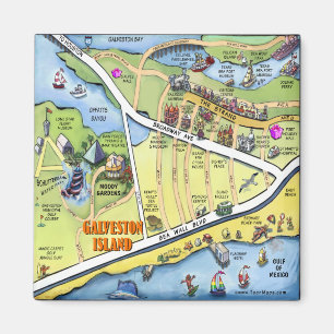 Galveston Texas Cartoon-Karte Magnet