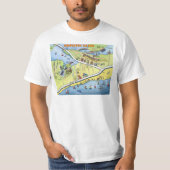 Galveston Texas Cartoon-Karte T-Shirt (Vorderseite)