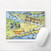 Galveston Texas Cartoon Map Mousepad (Mit Mouse)