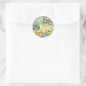 Galveston Texas Cartoon Map Runder Aufkleber (Tasche)