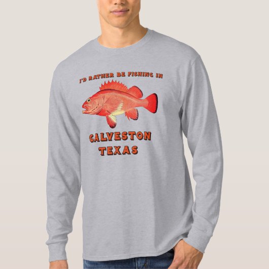 Galveston Texas, ich fische lieber lange Schläfche T-Shirt (Vorderseite)