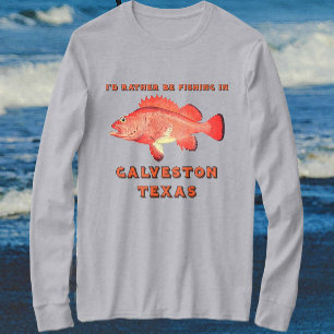 Galveston Texas, ich fische lieber lange Schläfche T-Shirt