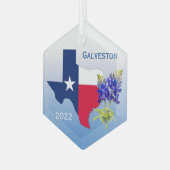 Galveston Texas, Kontur & Bluebonnets Ornament (Vorderseite Links)
