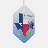 Galveston Texas, Kontur & Bluebonnets Ornament (Vorderseite Rechts)