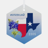 Galveston Texas, Kontur & Bluebonnets Ornament (Rückseite)