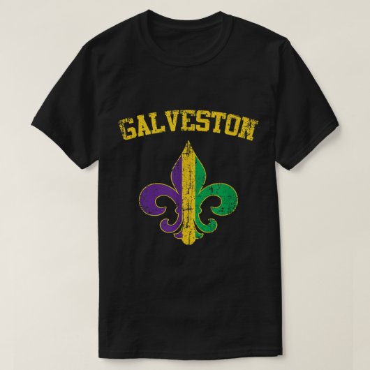 Galveston Texas Mardi Gras Lilie Symbol T-Shirt (Design vorne)
