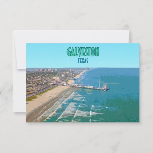 Galveston Texas Pier Shore Vintag Flat Card (Vorderseite)
