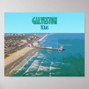 Galveston Texas Pier Strand Vintage Poster