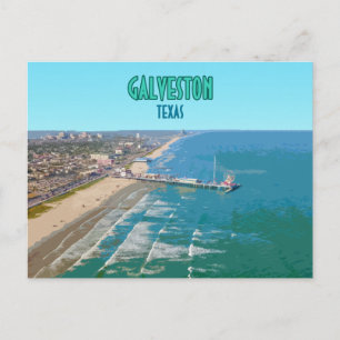 Galveston Texas Pier Ufer Vintage Postkarte