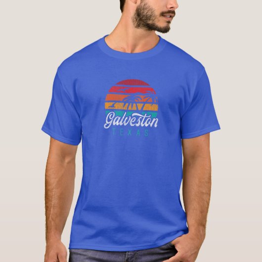 GALVESTON TX, Galveston Texas Retro Sunset Design T-Shirt (Vorderseite)