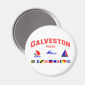 Galveston TX Signalflags Magnet (Vorderseite/Rückseite)