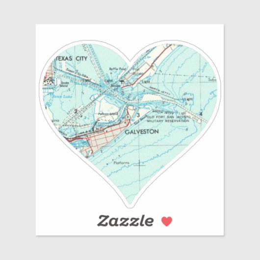 Galveston TX Vintage Topo Aufkleber (Blatt)