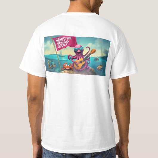 Galveston Ukulele Society GUS Men's Banner T - Shi T-Shirt (Rückseite)