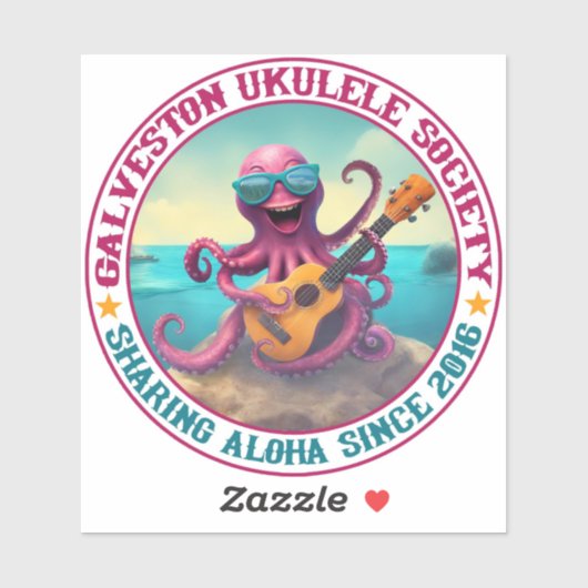 Galveston Ukulele Society GUS Round Vinyl Sticker (Blatt)