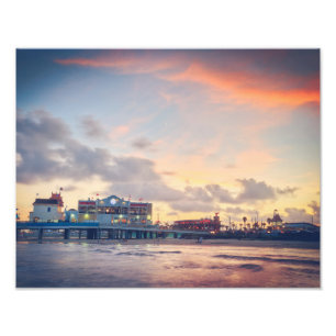 Galveston Vergnügens-Pier am Sonnenuntergang Fotodruck